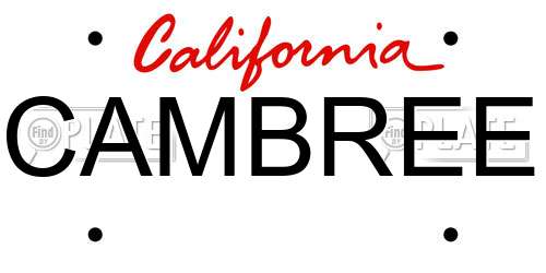 CAMBREE California License Plate