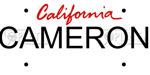 CAMERON California License Plate