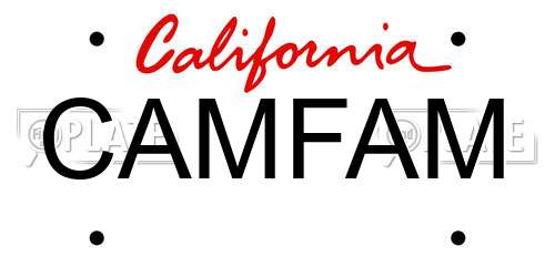 CAMFAM California License Plate