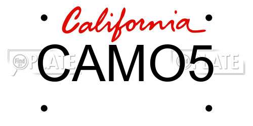 CAMO5 California License Plate