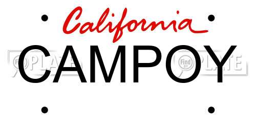 CAMPOY California License Plate
