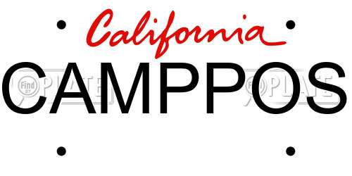 CAMPPOS California License Plate