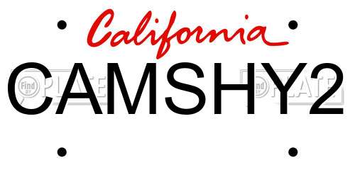 CAMSHY2 California License Plate