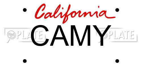 CAMY California License Plate