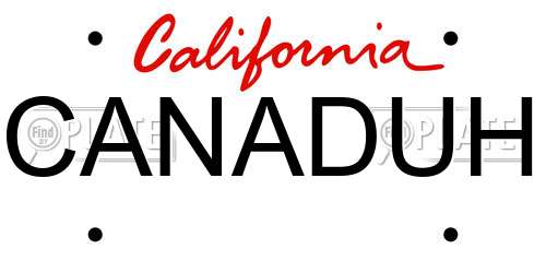 CANADUH California License Plate