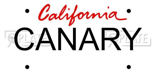 CANARY California License Plate