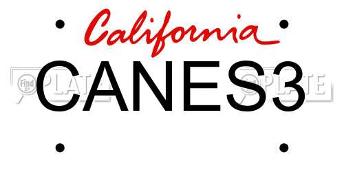 CANES3 California License Plate