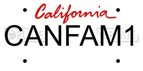 CANFAM1 California License Plate