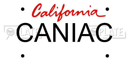 CANIAC California License Plate