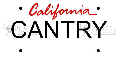 CANTRY California License Plate
