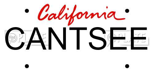 CANTSEE California License Plate