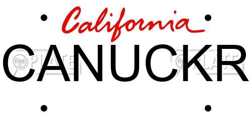 CANUCKR California License Plate