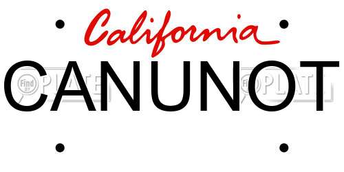 CANUNOT California License Plate