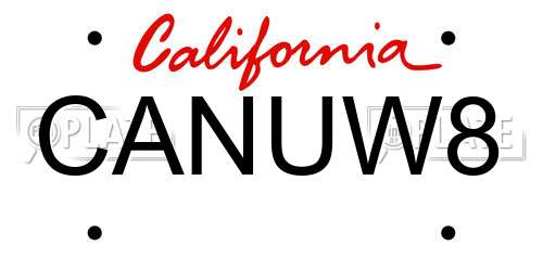 CANUW8 California License Plate