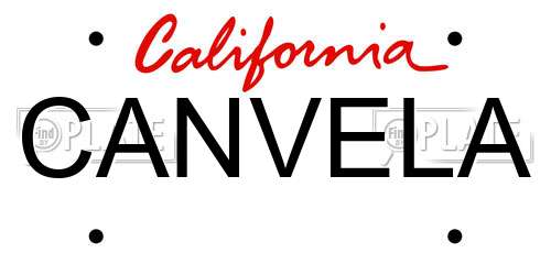 CANVELA California License Plate