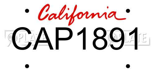CAP1891 California License Plate