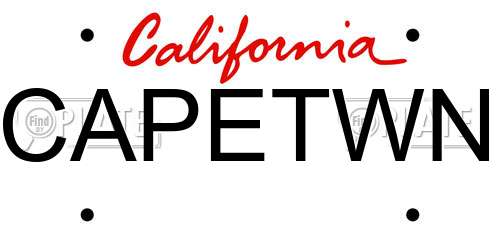CAPETWN California License Plate