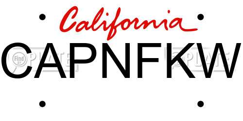 CAPNFKW California License Plate