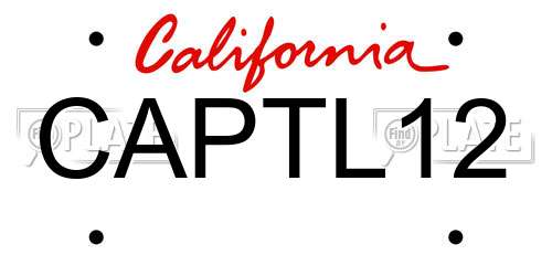 CAPTL12 California License Plate