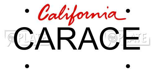 CARACE California License Plate