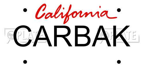 CARBAK California License Plate