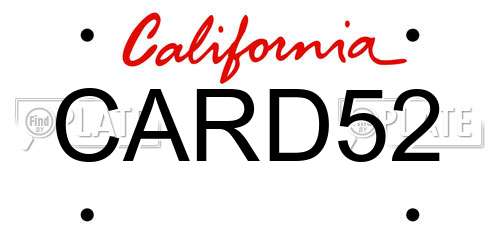 CARD52 California License Plate