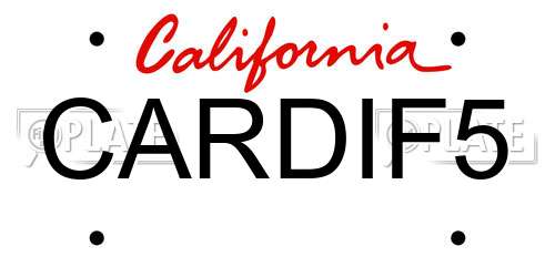 CARDIF5 California License Plate