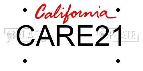 CARE21 California License Plate
