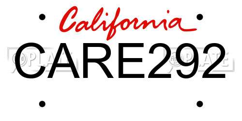 CARE292 California License Plate