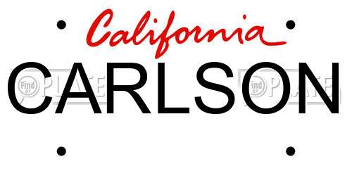 CARLSON California License Plate
