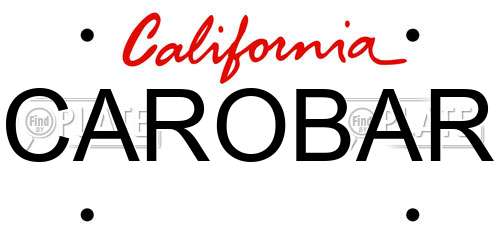 CAROBAR California License Plate