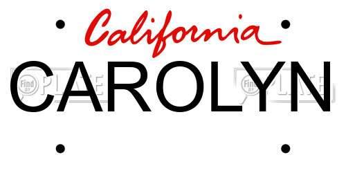 CAROLYN California License Plate