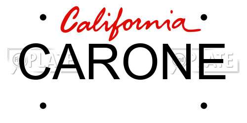 CARONE California License Plate