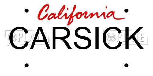 CARSICK California License Plate