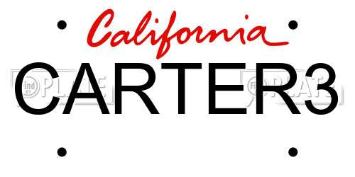CARTER3 California License Plate