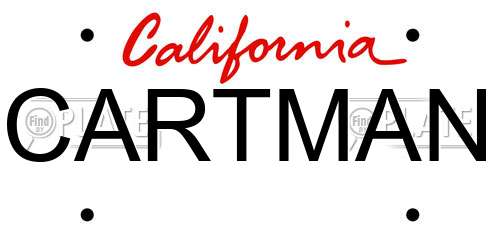 CARTMAN California License Plate