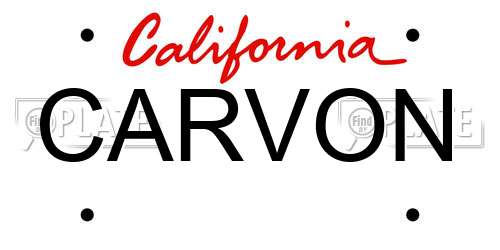 CARVON California License Plate