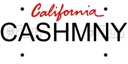 CASHMNY California License Plate