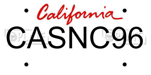 CASNC96 California License Plate