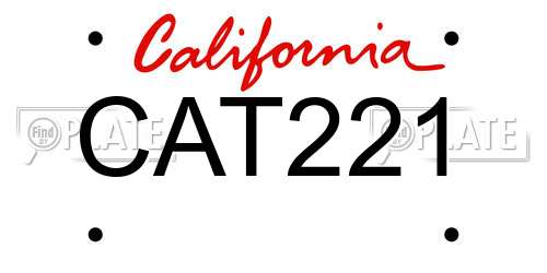 CAT221 California License Plate