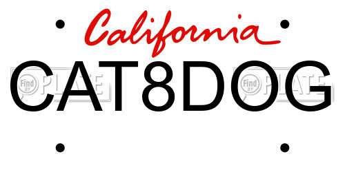 CAT8DOG California License Plate