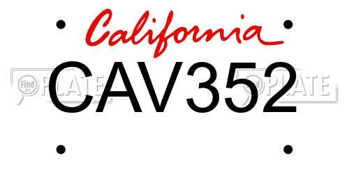 CAV352 California License Plate