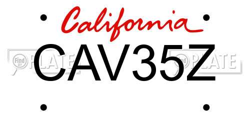 CAV35Z California License Plate