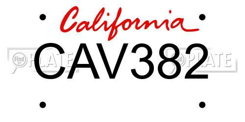 CAV382 California License Plate