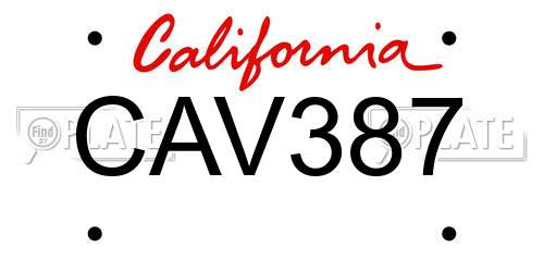 CAV387 California License Plate