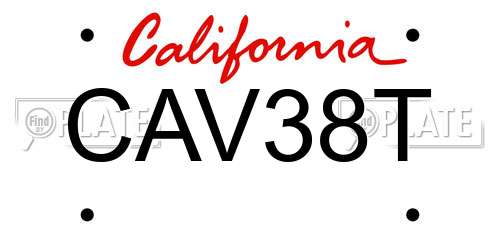 CAV38T California License Plate
