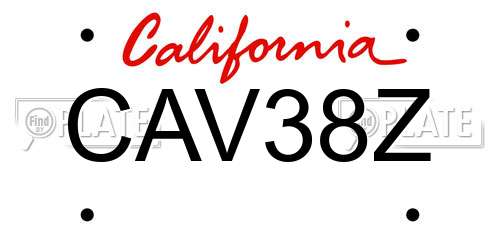 CAV38Z California License Plate