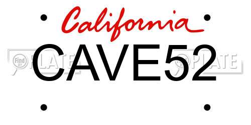 CAVE52 California License Plate