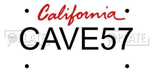 CAVE57 California License Plate