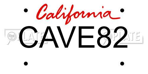 CAVE82 California License Plate